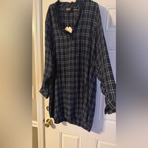 Navy Plaid Long Sleeve Dress new with tags